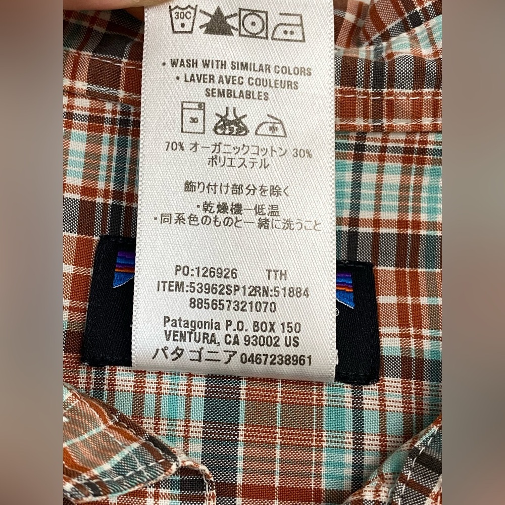 Patagonia Men’s Organic Cotton Shirt Size M Plaid Short-Sleeve Button-Up - Picture 7 of 9